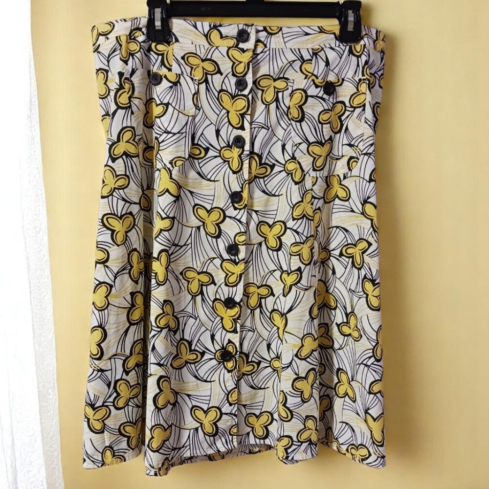 *CLEARANCE* SUMMER Look LILY Wrap button up skirt white yellow cotton Sz L